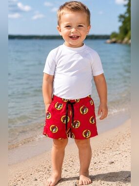 Buc-ee’s Red 🔥 Logo Swim Trunks Boys Size 3T Beach Pool Shorts Buccees